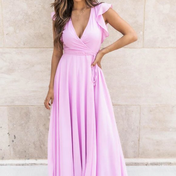 Pink Lily Dresses & Skirts - NWT SWEET MAGNOLIAS LILAC WRAP MAXI DRESS